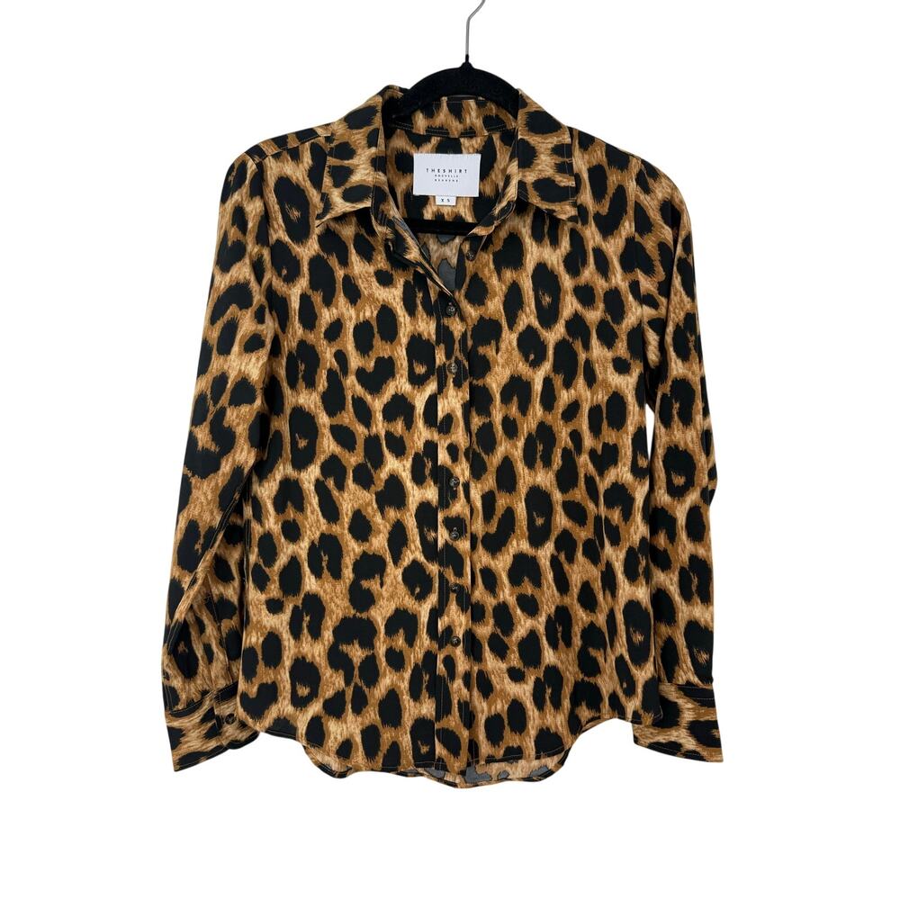 The Shirt by Rochelle Behrens Leopard Print Button Down Blouse XS Office